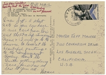 Moe Howard Autograph Postcards Signed ''Momee'' to His Grandson -- Both From Europe in 1966 and 1968 -- Very Good Condition